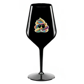 DUHOVÉ VESELÉ EE - čierny nerozbitný pohár na víno 470 ml