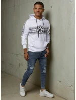 Pánská mikina s kapucí s potiskem bílá FashionStreet BX5567 Pánská mikina s kapucí s potiskem bílá FashionStreet BX5567