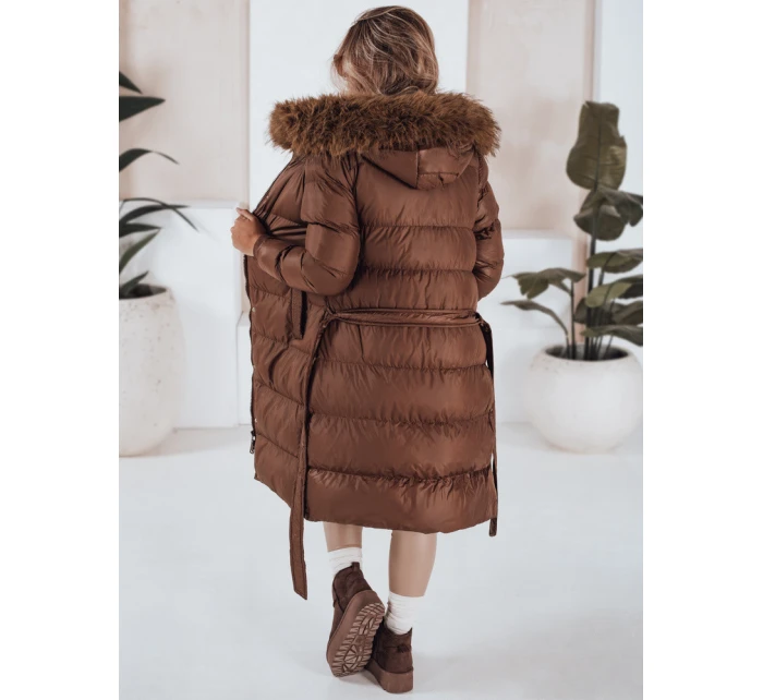 Dámská prošívaná zimní bunda s kožešinou hnědá Dstreet model 21990866 - FashionStreet