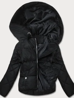 Černá bunda pro přechodné období s prošívanými rukávy (5M3113-392)
