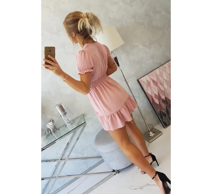 Šaty s vázaným výstřihem do V tmavě růžové