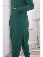 Mikinová souprava s delší stranou tmavě zelená