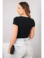 Dámská bambusová halenka s krátkým rukávem a širokým výstřihem basic černá Dámská bambusová halenka s krátkým rukávem a širokým výstřihem basic černá