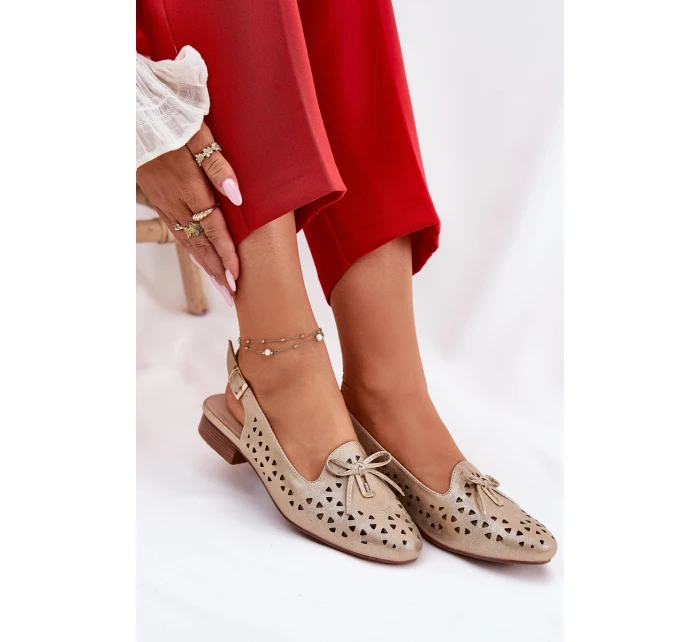 Dírové baleríny s odhalenou patou zlaté Navinnia Dírové baleríny s odhalenou patou zlaté Navinnia