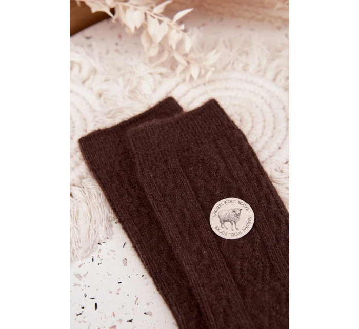 Dámské ponožky z vlny čokoládové