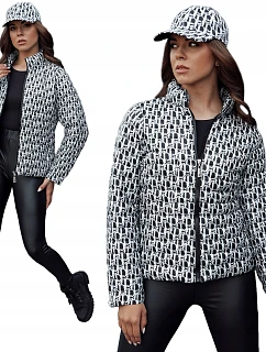 Dámská přechodová bunda se kšiltovkou TY4505 černo-bílá - FashionStreet