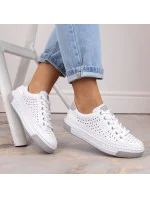 Rieker W RKR642 bílá kožená prolamovaná obuv