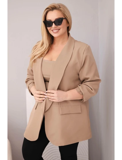 Dámské sako Plus Size elegantní tmavě model 22022751 - K-Fashion Dámské sako Plus Size elegantní tmavě model 22022751 - K-Fashion