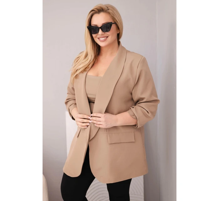 Dámské sako Plus Size elegantní tmavě model 22022751 - K-Fashion Dámské sako Plus Size elegantní tmavě model 22022751 - K-Fashion