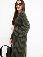 Dámský dlouhý model 22353119 kardigan bez zapínání se širokým rukávem khaki - K-Fashion Dámský dlouhý model 22353119 kardigan bez zapínání se širokým rukávem khaki - K-Fashion