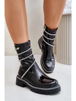 Lakované Kotníkové Boty Se Zdobením Černé Kikizelle Lakované Kotníkové Boty Se Zdobením Černé Kikizelle