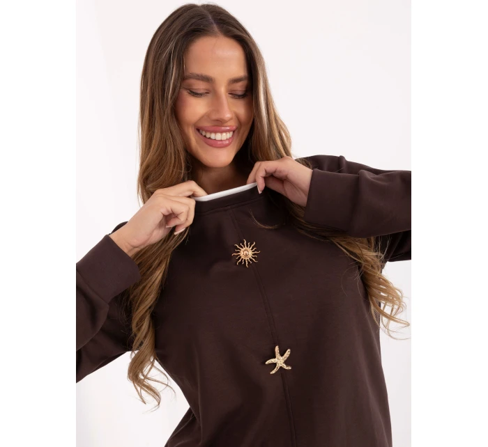 Bluza RV BL model 21717659 ciemny brązowy - FPrice Bluza RV BL model 21717659 ciemny brązowy - FPrice