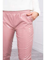 Dvouvrstvé kalhoty s tmavě růžovým velurem