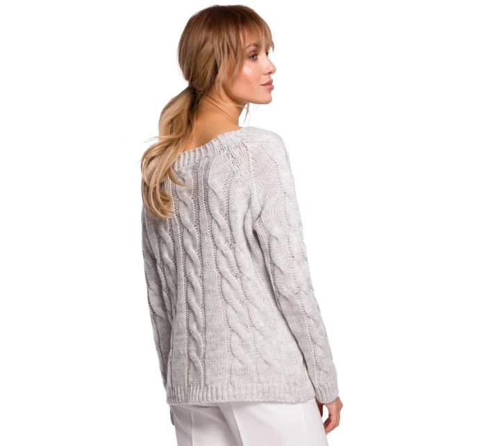 Svetr s výstřihem Bateau M511 šedý - Moe