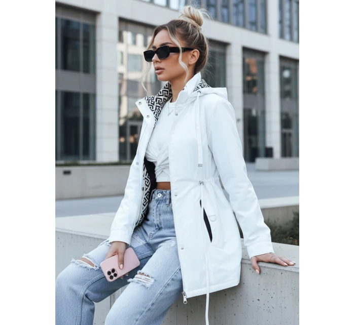 Kurtka parka damska z odpinanym kapturem biała FashionStreet TY5580