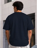Pánské basic oversize tmavě modré bavlněné tričko FashionStreet RX5684 Pánské basic oversize tmavě modré bavlněné tričko FashionStreet RX5684