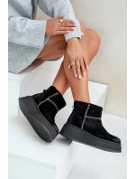 Kožené Semišové Sněhule Boty Na Platformě A Podpatku Hnědé Maciejka 06769-01 Černé