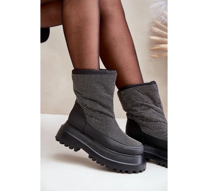 Ozdobené Sněhule Na Platformě A Plochém Podpatku Černé model 21679753 - Boto Ozdobené Sněhule Na Platformě A Plochém Podpatku Černé model 21679753 - Boto