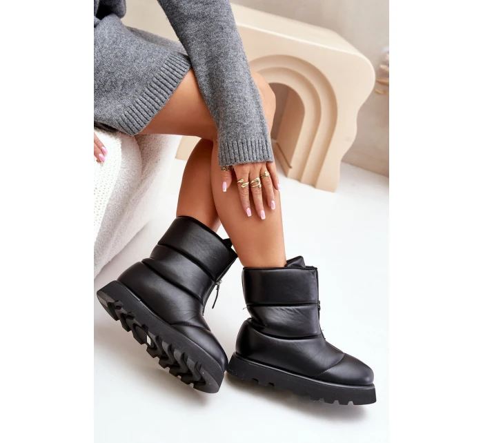 Sněhule na platformě se zipem z eko kůže černé model 21679760 - Boto Sněhule na platformě se zipem z eko kůže černé model 21679760 - Boto