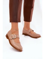 Kožené Polobotky Dámské S Přezkou Laura Messi 2980 Tmavě Béžové Kožené Polobotky Dámské S Přezkou Laura Messi 2980 Tmavě Béžové