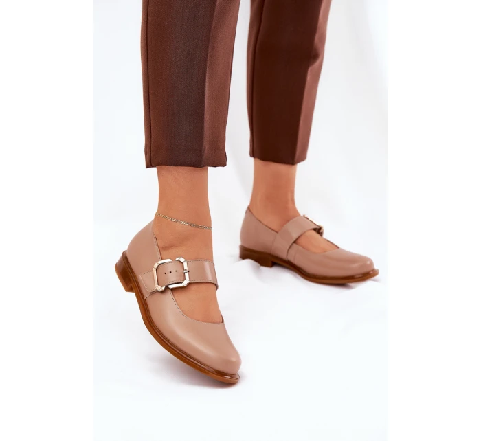 Kožené Polobotky Dámské S Přezkou Laura Messi 2980 Tmavě Béžové Kožené Polobotky Dámské S Přezkou Laura Messi 2980 Tmavě Béžové