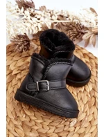 Dětské eko kožené sněhule s páskem, černá Orinor Dětské eko kožené sněhule s páskem, černá Orinor