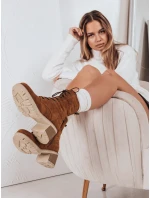 Dámské semišové šněrovací boty velbloudí barvy FashionStreet ZY1236