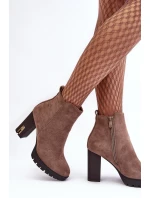 Klasické kožené boty na podpatku hnědé Amy Klasické kožené boty na podpatku hnědé Amy