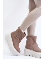 Kožené Dámské Boty Na Podpatku S Pásky  Bežové model 21644286 - Zazoo