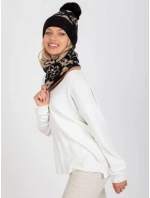 Tunelová šála AT KM CM 331 černá a béžová Tunelová šála AT KM CM 331 černá a béžová