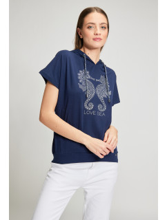 Monnari Trička Dámské tričko s kamínkovým vzorem Námořnická modrá