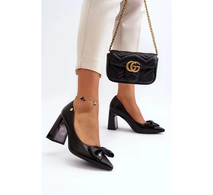 Lodičky na vysokém podpatku s mašlí, černá Ariemessa Lodičky na vysokém podpatku s mašlí, černá Ariemessa