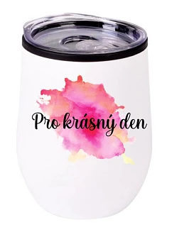 Termohrnek "bowl" - Akvarelový otisk Pro krásný den - bílý