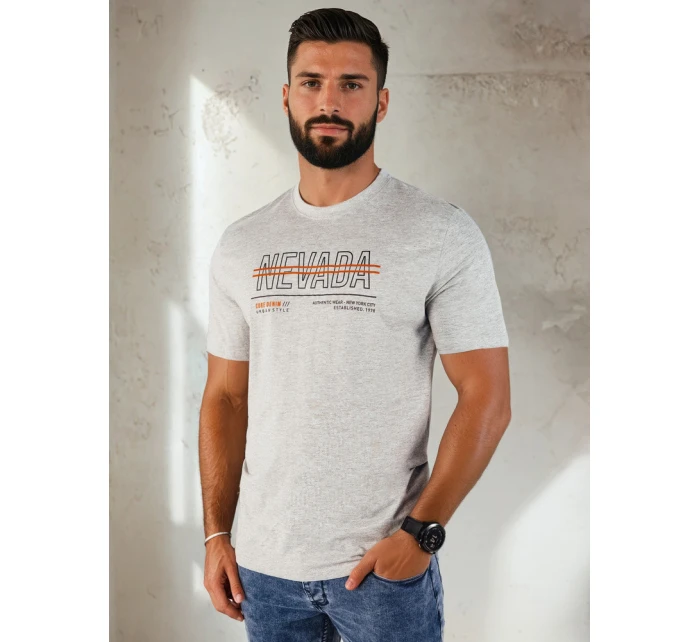 FashionStreet šedé pánské tričko s potiskem RX5436