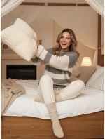 Dámský šedobílý svetr LINEZZA FashionStreet MY2386 Dámský šedobílý svetr LINEZZA FashionStreet MY2386