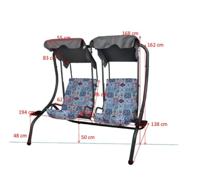 ZAHRADNÍ A BALKONOVÁ HOUPAČKA SONIC 2 OSOBY MOZAIKA