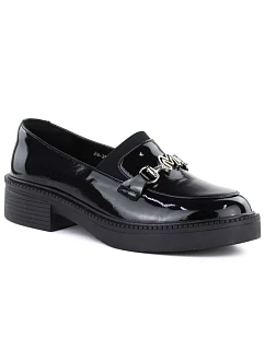 Dámské kožené mokasíny na silné podrážce černé Vinceza 39985