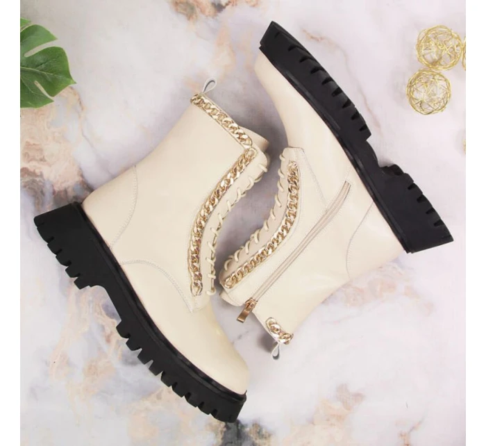 Zateplené kožené boty s řetězem Artiker W HBH40