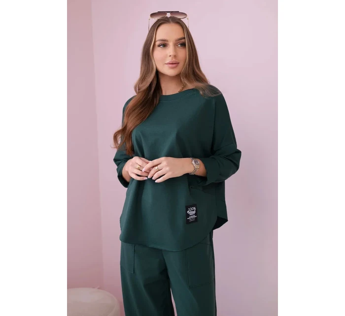 Bavlněná mikina kalhoty set tmavě zelená Bavlněná mikina kalhoty set tmavě zelená