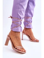 Elegantní vázané sandály s kamínky Nude Nessy Elegantní vázané sandály s kamínky Nude Nessy