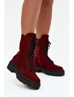 Dámské workery z pravé kůže s  bordó model 21712894 - Zazoo