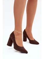 semišové lodičky na podpatku Sergio Leone PB216 čokoládové
