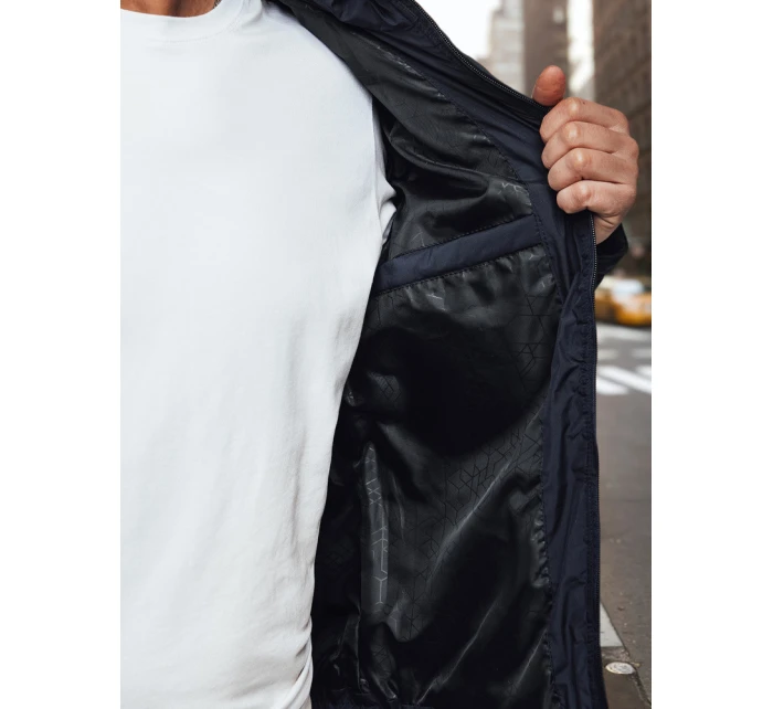 Pánská přechodná prošívaná bunda s kapucí tmavě modrá FashionStreet TX5004