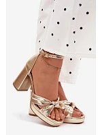 Dámské sandály na podpatku z umělé kůže zlaté Rosetta