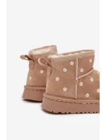 Dětské sněhule zdobené květinami Gracina – béžové Dětské sněhule zdobené květinami Gracina – béžové