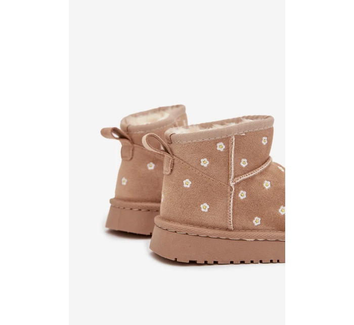 Dětské sněhule zdobené květinami Gracina – béžové Dětské sněhule zdobené květinami Gracina – béžové