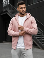 Pánská růžová mikina s kapucí FashionStreet BX4834