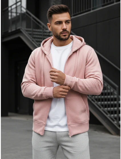 Pánská mikina s kapucí růžová Dstreet model 21962660 - FashionStreet