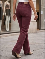 Dámské džíny s širokými nohavicemi a vysokým pasem v bordové barvě FashionStreet UY3105 Dámské džíny s širokými nohavicemi a vysokým pasem v bordové barvě FashionStreet UY3105