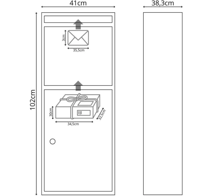 KURÝRNÍ POŠTOVNÍ SCHRÁNKA 2V1 STOJÍCÍ 38X41X102CM 1068749 KURÝRNÍ POŠTOVNÍ SCHRÁNKA 2V1 STOJÍCÍ 38X41X102CM 1068749